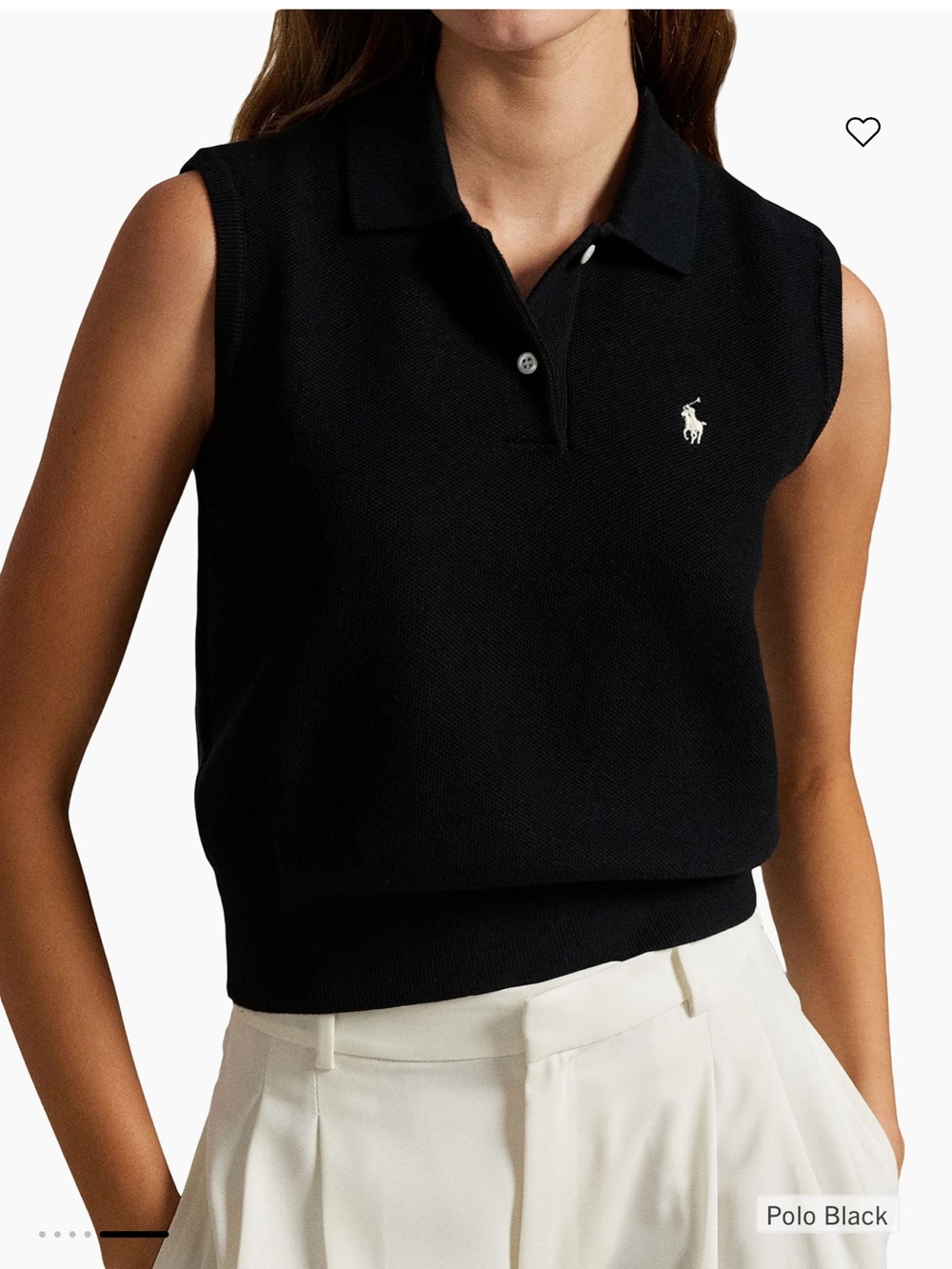 Polo Ralph Lauren Cropped Sleeveless Polo Sweater. Size S.